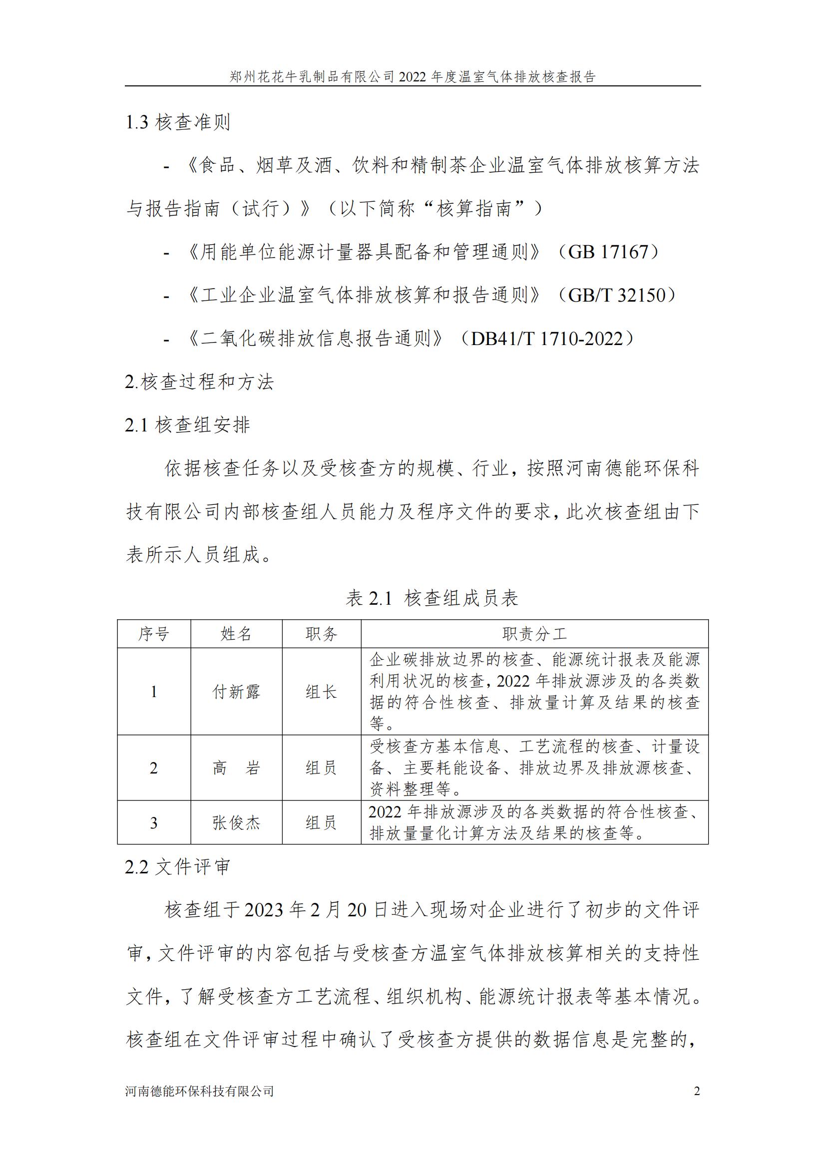 《郑州2UP.IO（中国）乳制品有限公司2022年度温室气体排放核查报告》公示