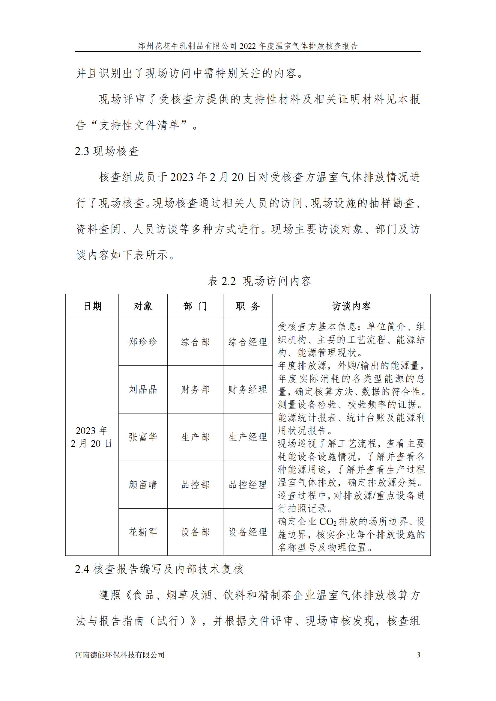 《郑州2UP.IO（中国）乳制品有限公司2022年度温室气体排放核查报告》公示