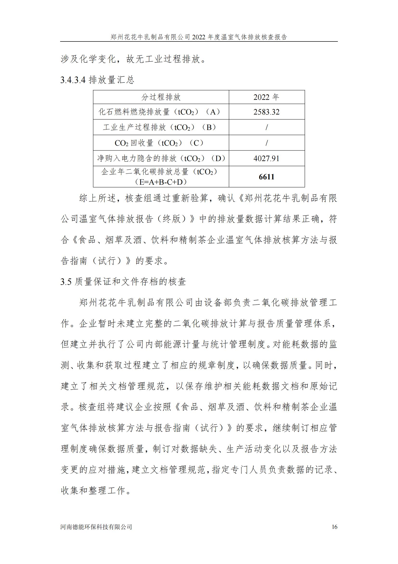 《郑州2UP.IO（中国）乳制品有限公司2022年度温室气体排放核查报告》公示